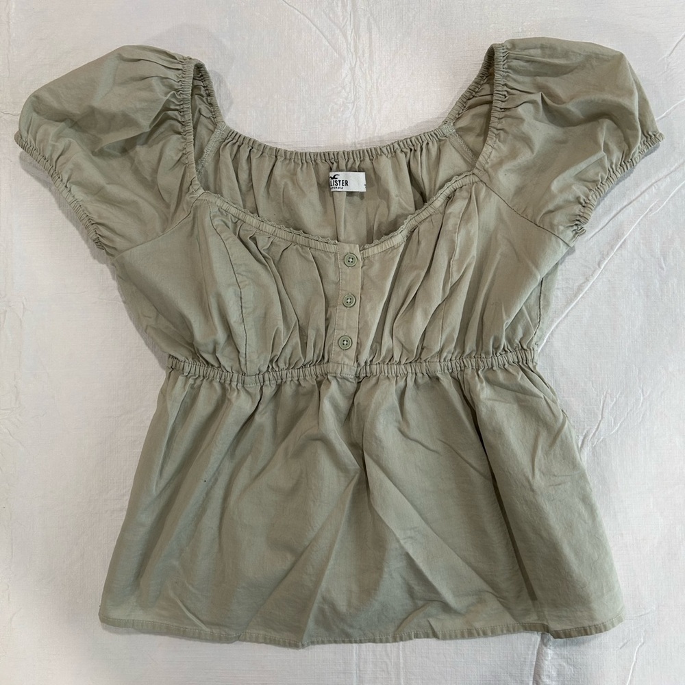 Hollister Sage Green Babydoll Blouse